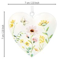 Artikel Hartvormige hangers met bloemenmotieven als wanddecoratie, 7 cm, 6 stuks