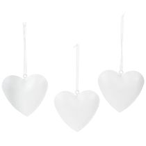 Artikel Hartvormige hangers met bloemenmotieven als wanddecoratie, 7 cm, 6 stuks