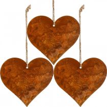 Artikel Harten om op te hangen herfst metalen decoratie patina 9.5×10cm 12st