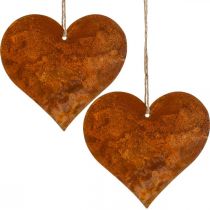 Artikel Decoratieve metalen harten, herfstdecoraties, decoratieve hangers, patina 14×15cm 6st