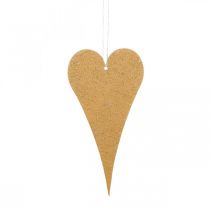 Artikel Hangende decoratie raam metalen harten, decoratieve harten om op te hangen beige/geel/oranje H15cm 6st