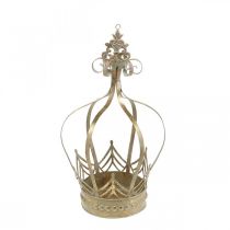 Metalen kroon, theelichthouder voor advent, plantenbak om goud op te hangen, antiek look Ø16.5cm H27cm