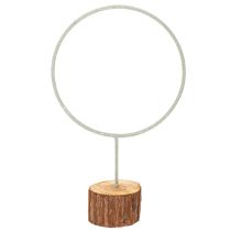 Artikel Decoratieve metalen ring op een houten standaard voor tafeldecoratie, 43 cm