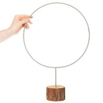 Artikel Decoratieve ronde ring op houten voet, metaal, voor gedroogde bloemen, 52 cm