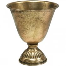 Artikel Metalen kom beker metalen decoratie gouden antieke look H16cm