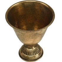 Artikel Metalen kom beker metalen decoratie gouden antieke look H16cm