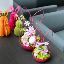 Artikel Paasbloempot, decoratie, konijn, metalen mand voor binnen/buiten, 33 cm