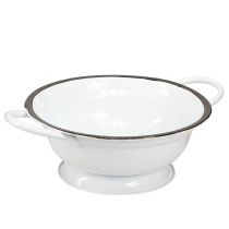 Artikel Metalen schaal decoratie wit zwart Ø16,5cm H6,5cm 4st