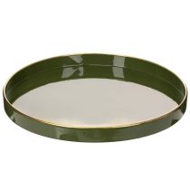 Artikel Decoratief dienblad in groen met gouden rand, modern, 30 cm