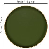 Artikel Decoratief dienblad in groen met gouden rand, modern, 30 cm