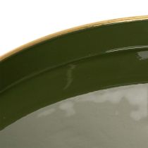 Artikel Decoratief dienblad in groen met gouden rand, modern, 30 cm
