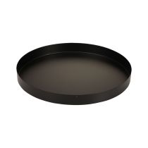 Metalen dienblad rond kaarsenplateau zwart Ø20cm H2,5cm