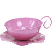 Artikel Metalen kop Ø16cm H9cm decoratieve kop met schotel roze 2st
