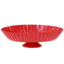 Artikel Metalen bord retro decoratief bord met voet rood metaal Ø24cm 2 stuks
