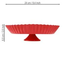Artikel Metalen bord retro decoratief bord met voet rood metaal Ø24cm 2 stuks