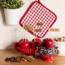 Artikel Metalen bord retro decoratief bord met voet rood metaal Ø24cm 2 stuks