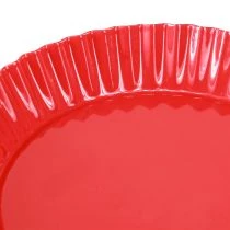 Artikel Metalen bord rood klein decoratief bord met voet metaal Ø14cm 2 stuks
