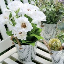 Artikel Metalen pot om op te planten, bloempot met handvatten, plantenbak met bloemmotief Ø18cm