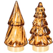 Artikel Glazen kerstboomdecoratie met LED-verlichting voor binnen, werkt op batterijen, 13 cm, 2 stuks