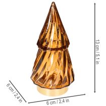 Artikel Glazen kerstboomdecoratie met LED-verlichting voor binnen, werkt op batterijen, 13 cm, 2 stuks