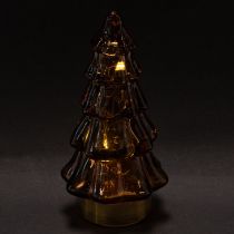 Artikel Glazen kerstboomdecoratie met LED-verlichting voor binnen, werkt op batterijen, 13 cm, 2 stuks