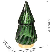 Artikel Glazen kerstboom met ledverlichting, tafeldecoratie, kerst, 13 cm, 2 stuks
