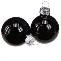 Artikel Mini kerstboomballen glazen bollen zwart 30mm 27st