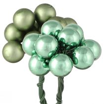 Artikel Mini kerstboomballen glas op draad groen Ø1,5cm 140 st