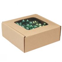 Artikel Mini kerstboomballen glas op draad groen Ø1,5cm 140 st
