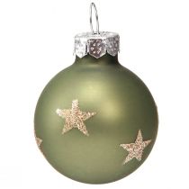 Artikel Mini kerstboomballen van glas in groen goud Ø3cm 9 st