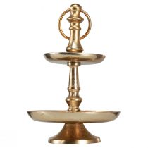 Artikel Mini etagère metalen decoratie goud mat 2-laags tafeldecoratie H22cm
