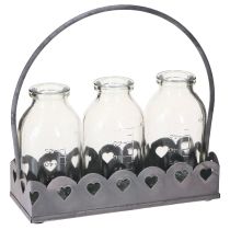 Artikel Mini Flessen Decoratieve Vazen Dienblad Rechthoekig Grijs 15.5x6cm