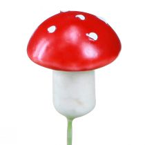 Artikel Mini paddenstoelen op draad rood witte decoratieve paddenstoelen Ø2cm 48 st