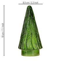 Artikel Mini glazen kerstboom LED rood groen bruin 18cm 3 stuks