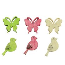 Artikel Mini houten kattenbakdecoratie 2cm pastel assorti 144 st