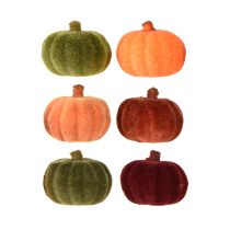 Artikel Mini pompoen decoratie flocked scatter decoratie 6 kleuren Ø4cm 24 stuks