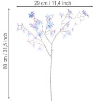 Artikel Kunstmatige bloeiende tak met iriserende bloesems, 80 cm