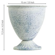Artikel Mini Goblet Vaas Kelk Metaal Wit Blauw Vintage Decoratie 11,5cm 2-delige Set