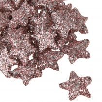 Artikel Mini strooidecoratie sterren decoratie mica roze 1,5cm 144 st