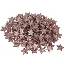Artikel Mini strooidecoratie sterren decoratie mica roze 1,5cm 144 st