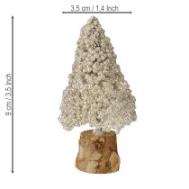 Artikel Mini kerstboom tafeldecoratie champagne wit H8cm 12 stuks