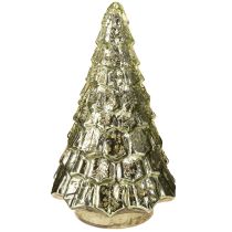 Artikel Mini kerstboom met LED verlichting groen goud 28cm