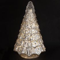 Artikel Mini kerstboom met LED verlichting zilver goud 28cm