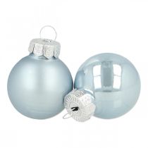 Mini kerstbal glas blauw glans/mat Ø2.5cm 24st