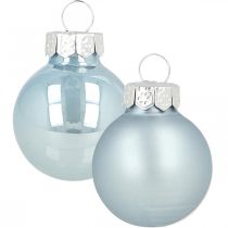 Mini kerstbal glas blauw glans/mat Ø2.5cm 24st