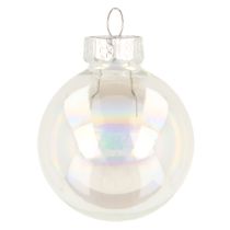 Artikel Mini kerstballen glas iriserend helder 4 cm 24 stuks