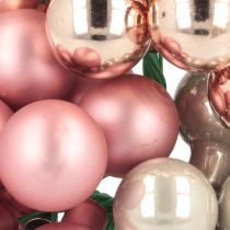 Artikel Mini kerstballen glas spiegel bessen roze crème Ø20mm 140 stuks