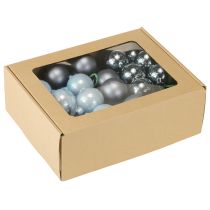Artikel Mini kerstballen glas blauw mat metallic 40mm 32 stuks