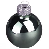 Artikel Mini kerstballen glas groen parelmoer grijs Ø3cm 22 st