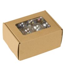 Artikel Mini kerstballen glazen ballen iriserend helder 3 cm 22 stuks